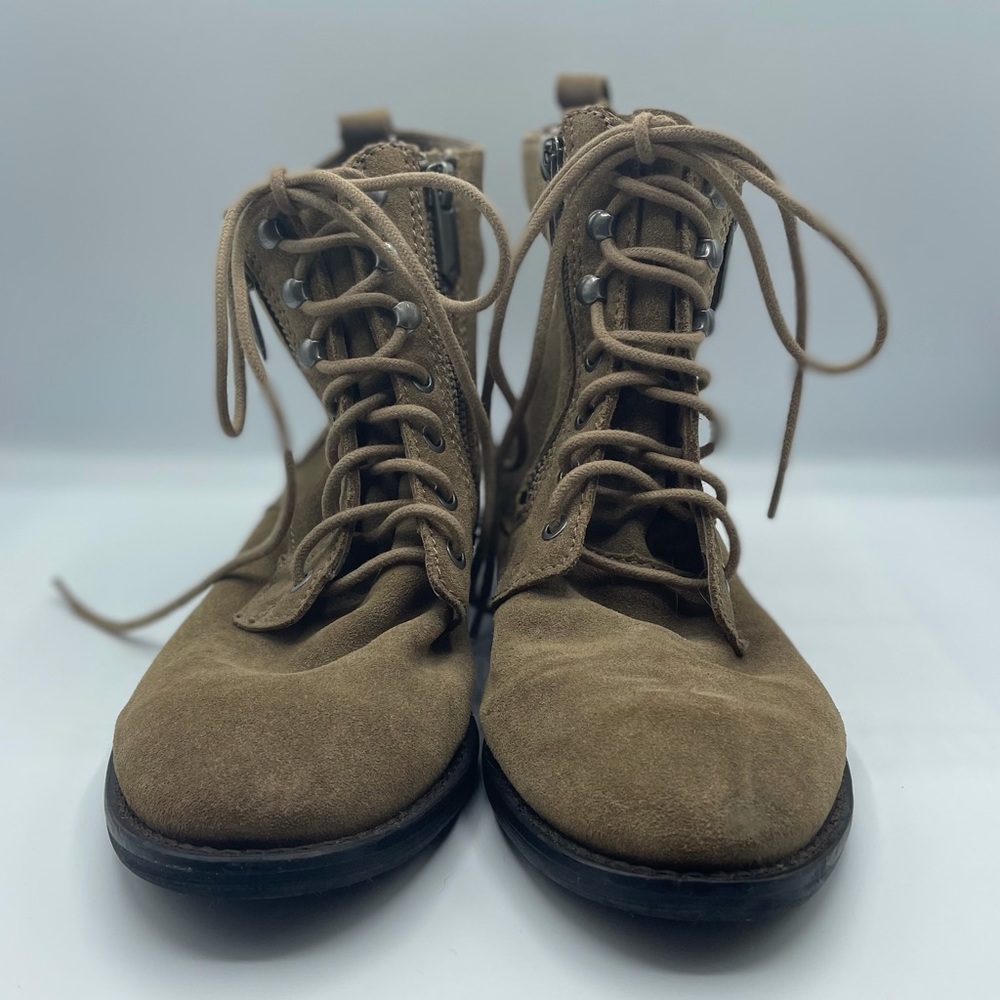 Sam Edelman Lace Up Boots With Two Functional Zippers on Each Boot Size 7.5